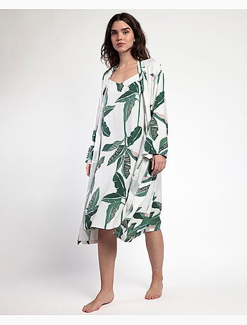 ADMAS LUXURY Bata Manga Larga Popelín Luxury Leaves para Mujer