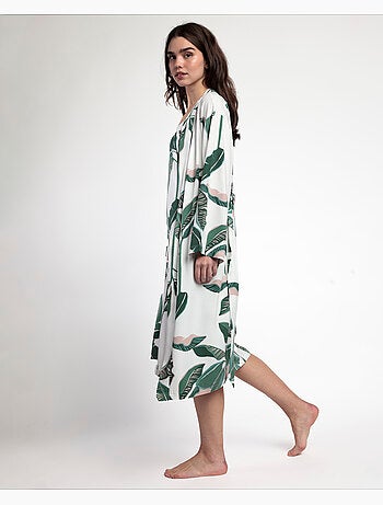 ADMAS LUXURY Bata Manga Larga Popelín Luxury Leaves para Mujer