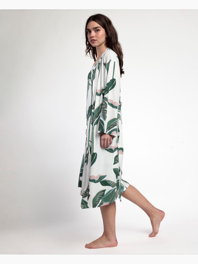 ADMAS LUXURY Bata Manga Larga Popelín Luxury Leaves para Mujer Verde bosque - Kiabi