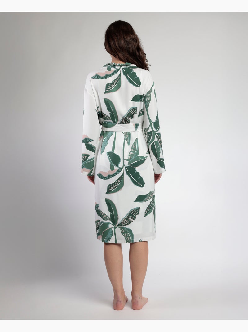 ADMAS LUXURY Bata Manga Larga Popelín Luxury Leaves para Mujer Verde bosque - Kiabi