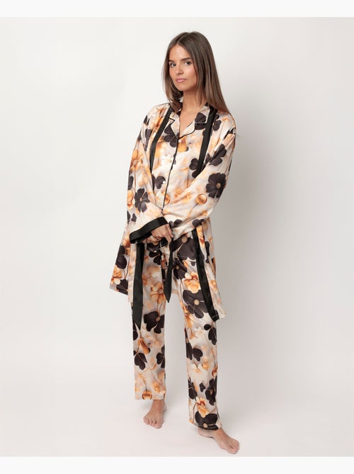 ADMAS LUXURY Bata Manga Larga Satinada Luxury Flowers para Mujer - Kiabi ADMAS LUXURY Bata Manga Larga Satinada Luxury Flowers para Mujer - Kiabi