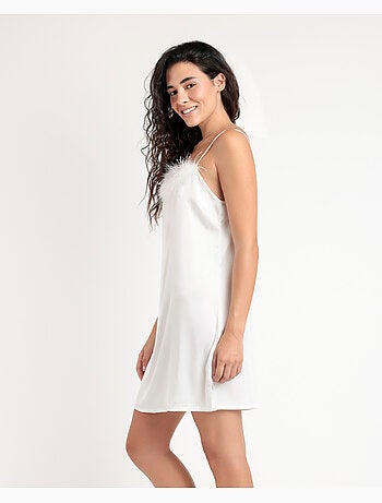 ADMAS LUXURY Camisola Tirantes Novia Plumas Marabu para Mujer