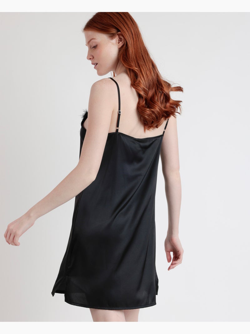 ADMAS LUXURY Camisola Tirantes Novia Plumas Marabu para Mujer Negro - Kiabi