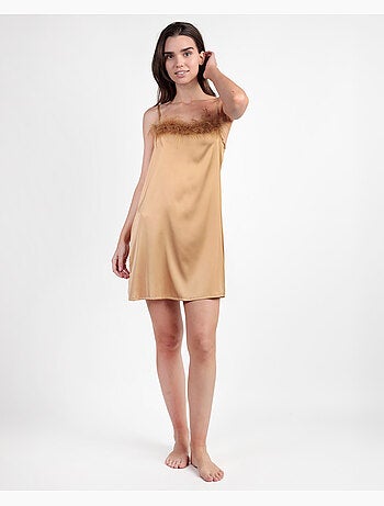 ADMAS LUXURY Camisola Tirantes Novia Plumas Marabu para Mujer