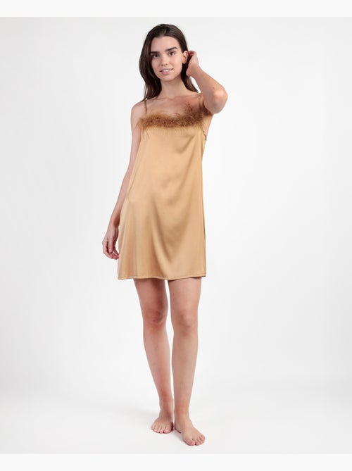 ADMAS LUXURY Camisola Tirantes Novia Plumas Marabu para Mujer - Kiabi ADMAS LUXURY Camisola Tirantes Novia Plumas Marabu para Mujer - Kiabi