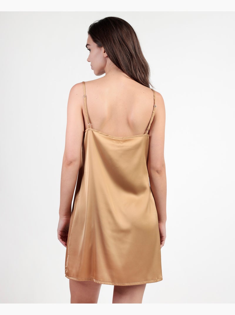 ADMAS LUXURY Camisola Tirantes Novia Plumas Marabu para Mujer Oro - Kiabi