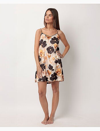 ADMAS LUXURY Camisola Tirantes Satinada Luxury Flowers para Mujer