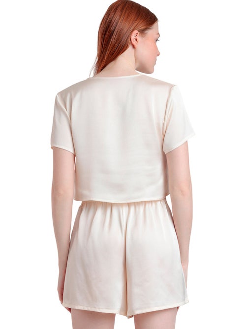 ADMAS LUXURY Pijama Abierto Lazos Manga Corta Generals para Mujer - Kiabi ADMAS LUXURY Pijama Abierto Lazos Manga Corta Generals para Mujer - Kiabi