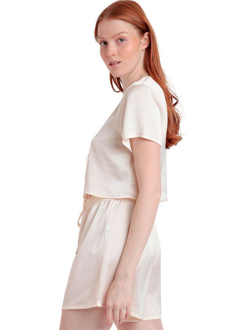 ADMAS LUXURY Pijama Abierto Lazos Manga Corta Generals para Mujer - Kiabi ADMAS LUXURY Pijama Abierto Lazos Manga Corta Generals para Mujer - Kiabi