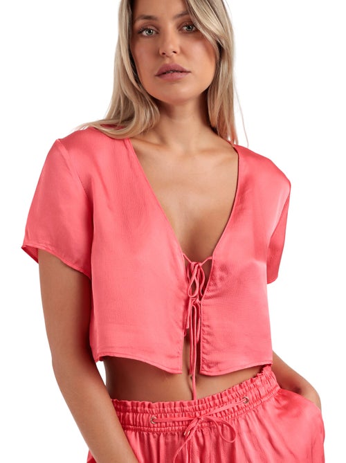 ADMAS LUXURY Pijama Abierto Lazos Manga Corta Generals para Mujer - Kiabi ADMAS LUXURY Pijama Abierto Lazos Manga Corta Generals para Mujer - Kiabi