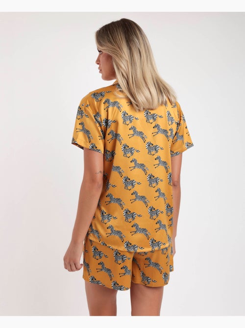 ADMAS LUXURY Pijama Abierto Manga Corta Zebra Gold para Mujer - Kiabi ADMAS LUXURY Pijama Abierto Manga Corta Zebra Gold para Mujer - Kiabi