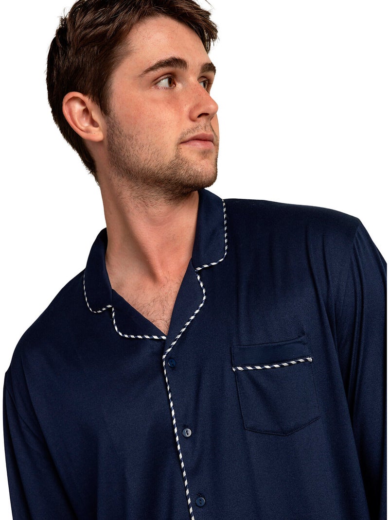 ADMAS LUXURY Pijama Abierto Manga Larga Luxury Pearl para Hombre Azul marino - Kiabi