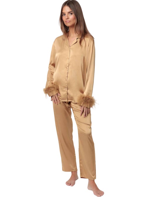 ADMAS LUXURY Pijama Abierto Manga Larga Plumas Marabu Luxe para Mujer - Kiabi ADMAS LUXURY Pijama Abierto Manga Larga Plumas Marabu Luxe para Mujer - Kiabi