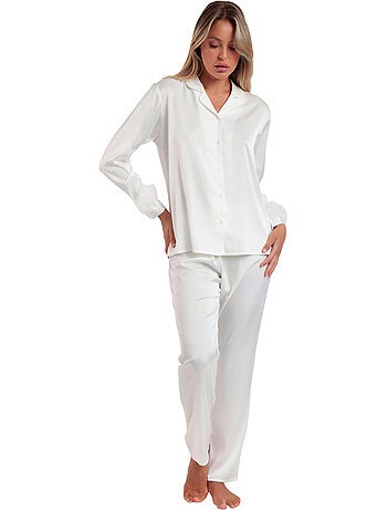 ADMAS LUXURY Pijama Abierto Manga Larga Plumas Marabu Luxe para Mujer