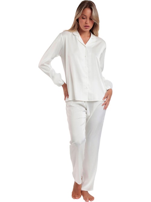 ADMAS LUXURY Pijama Abierto Manga Larga Plumas Marabu Luxe para Mujer - Kiabi