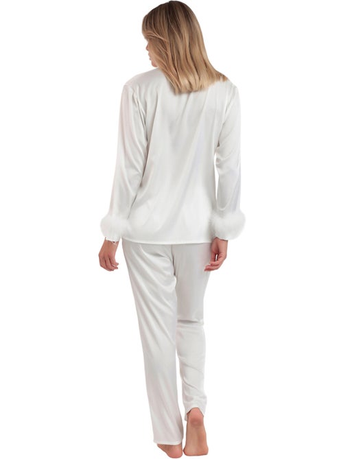 ADMAS LUXURY Pijama Abierto Manga Larga Plumas Marabu Luxe para Mujer - Kiabi