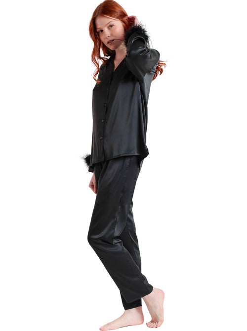ADMAS LUXURY Pijama Abierto Manga Larga Plumas Marabu Luxe para Mujer - Kiabi ADMAS LUXURY Pijama Abierto Manga Larga Plumas Marabu Luxe para Mujer - Kiabi