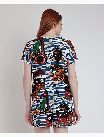 ADMAS LUXURY Pijama Manga Caída Luxury African para Mujer