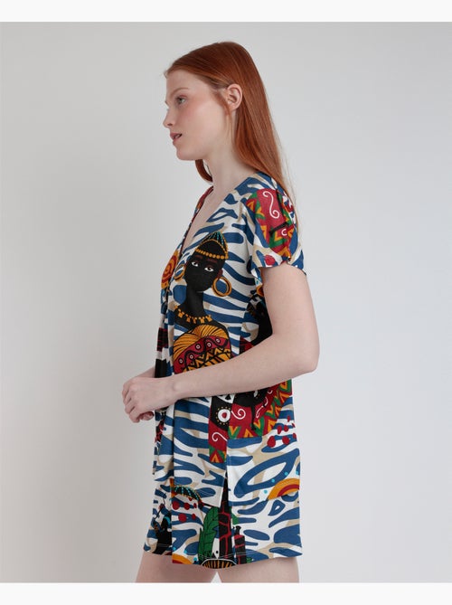 ADMAS LUXURY Pijama Manga Caída Luxury African para Mujer - Kiabi ADMAS LUXURY Pijama Manga Caída Luxury African para Mujer - Kiabi
