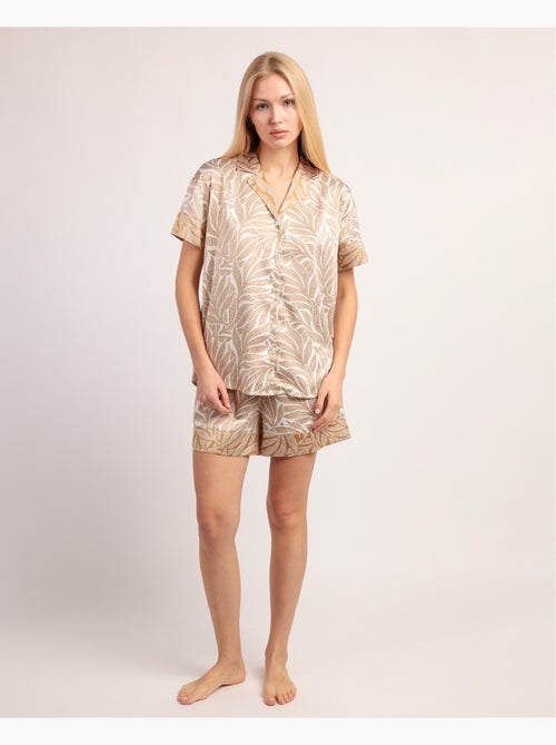 ADMAS LUXURY Pijama Manga Corta Luxe Leaves para Mujer - Kiabi