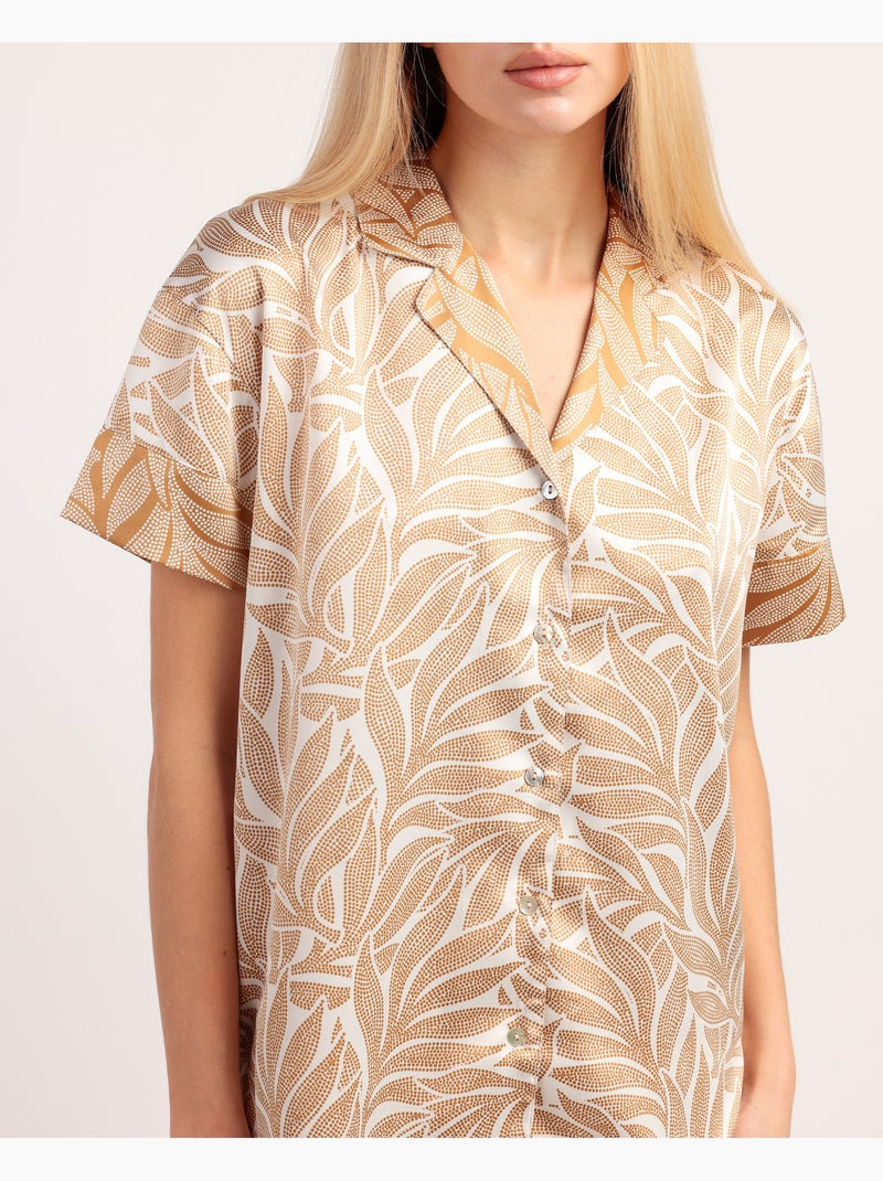 ADMAS LUXURY Pijama Manga Corta Luxe Leaves para Mujer Oro - Kiabi