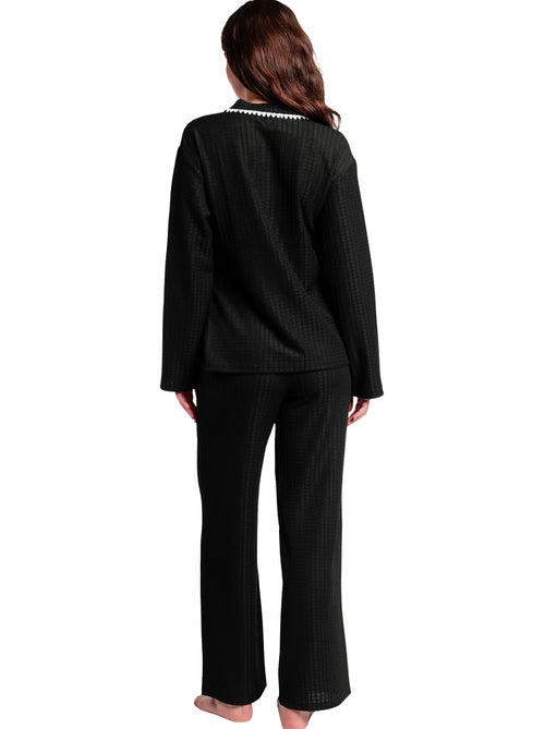 ADMAS LUXURY Pijama Manga Larga Abierto Cruzado Stitching para Mujer - Kiabi