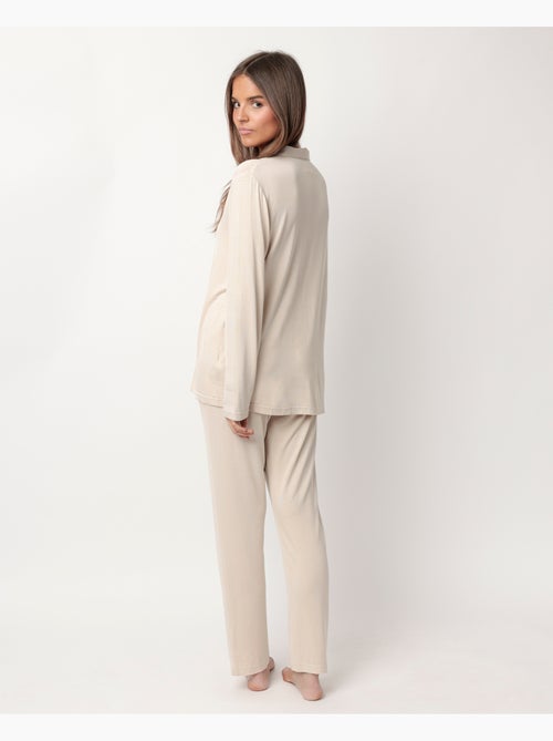 ADMAS LUXURY Pijama Manga Larga Abierto Luxury Lisos para Mujer - Kiabi ADMAS LUXURY Pijama Manga Larga Abierto Luxury Lisos para Mujer - Kiabi