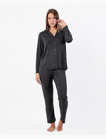 ADMAS LUXURY Pijama Manga Larga Abierto Luxury Lisos para Mujer
