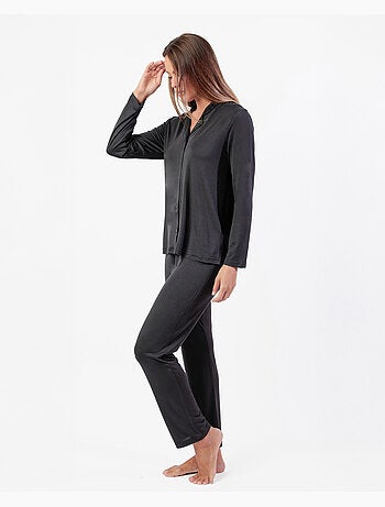 ADMAS LUXURY Pijama Manga Larga Abierto Luxury Lisos para Mujer