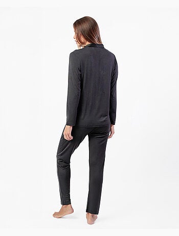 ADMAS LUXURY Pijama Manga Larga Abierto Luxury Lisos para Mujer