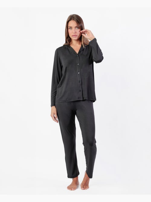 ADMAS LUXURY Pijama Manga Larga Abierto Luxury Lisos para Mujer - Kiabi ADMAS LUXURY Pijama Manga Larga Abierto Luxury Lisos para Mujer - Kiabi