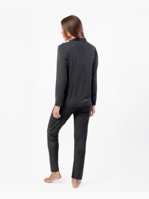 ADMAS LUXURY Pijama Manga Larga Abierto Luxury Lisos para Mujer - Kiabi ADMAS LUXURY Pijama Manga Larga Abierto Luxury Lisos para Mujer - Kiabi