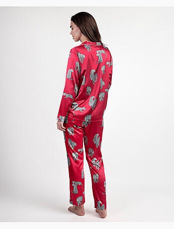 ADMAS LUXURY Pijama Manga Larga Abierto Satinado Jungle Fever para Mujer