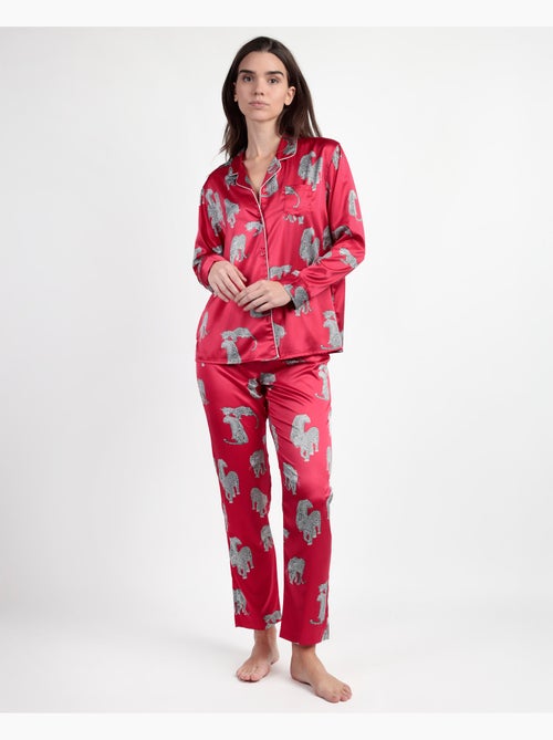 ADMAS LUXURY Pijama Manga Larga Abierto Satinado Jungle Fever para Mujer - Kiabi ADMAS LUXURY Pijama Manga Larga Abierto Satinado Jungle Fever para Mujer - Kiabi