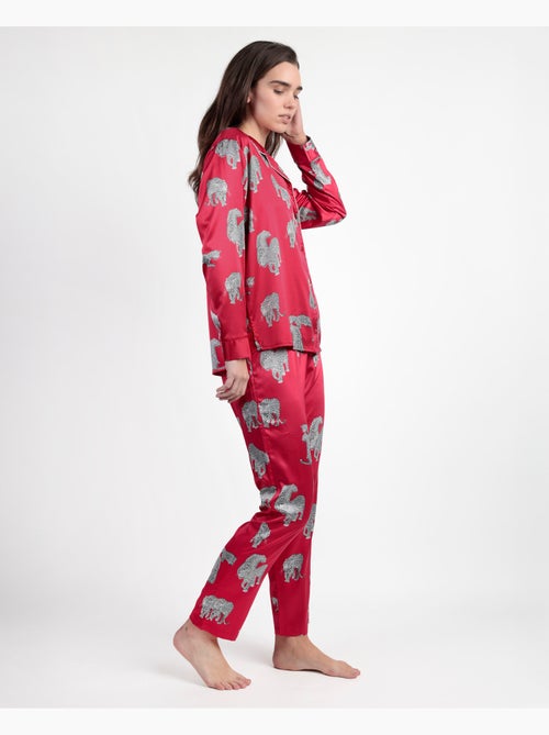 ADMAS LUXURY Pijama Manga Larga Abierto Satinado Jungle Fever para Mujer - Kiabi ADMAS LUXURY Pijama Manga Larga Abierto Satinado Jungle Fever para Mujer - Kiabi