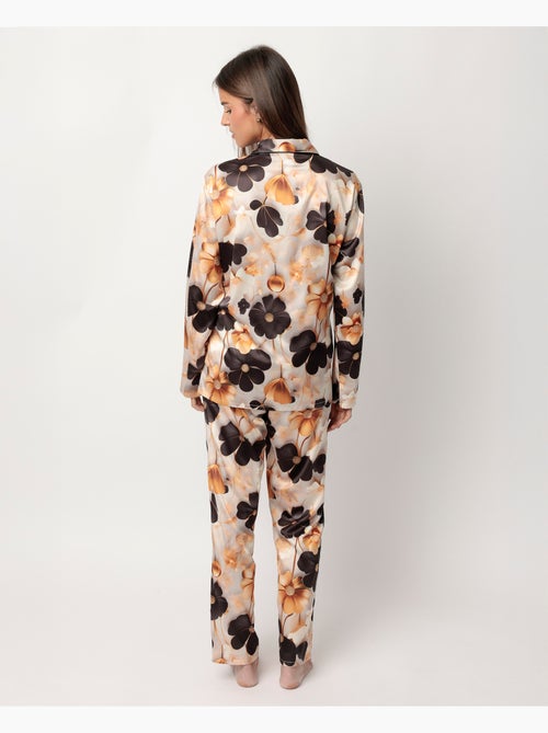 ADMAS LUXURY Pijama Manga Larga Abierto Satinado Luxury Flowers para Mujer - Kiabi
