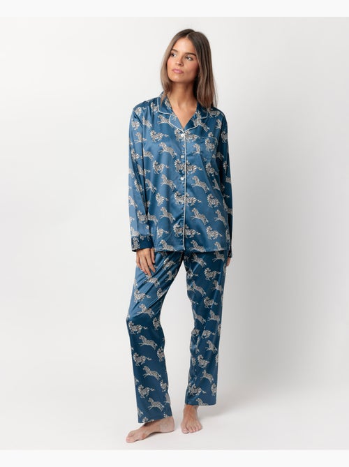 ADMAS LUXURY Pijama Manga Larga Abierto Satinado Zebra Gold para Mujer - Kiabi ADMAS LUXURY Pijama Manga Larga Abierto Satinado Zebra Gold para Mujer - Kiabi