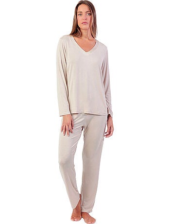 ADMAS LUXURY Pijama Manga Larga Luxury Lisos para Mujer