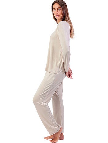 ADMAS LUXURY Pijama Manga Larga Luxury Lisos para Mujer