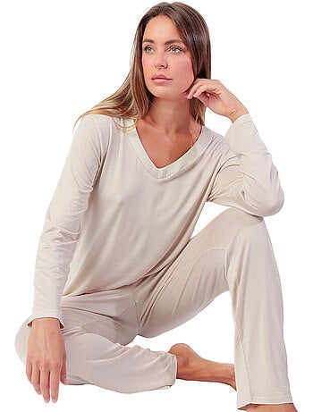 ADMAS LUXURY Pijama Manga Larga Luxury Lisos para Mujer