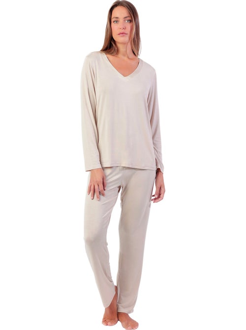 ADMAS LUXURY Pijama Manga Larga Luxury Lisos para Mujer - Kiabi