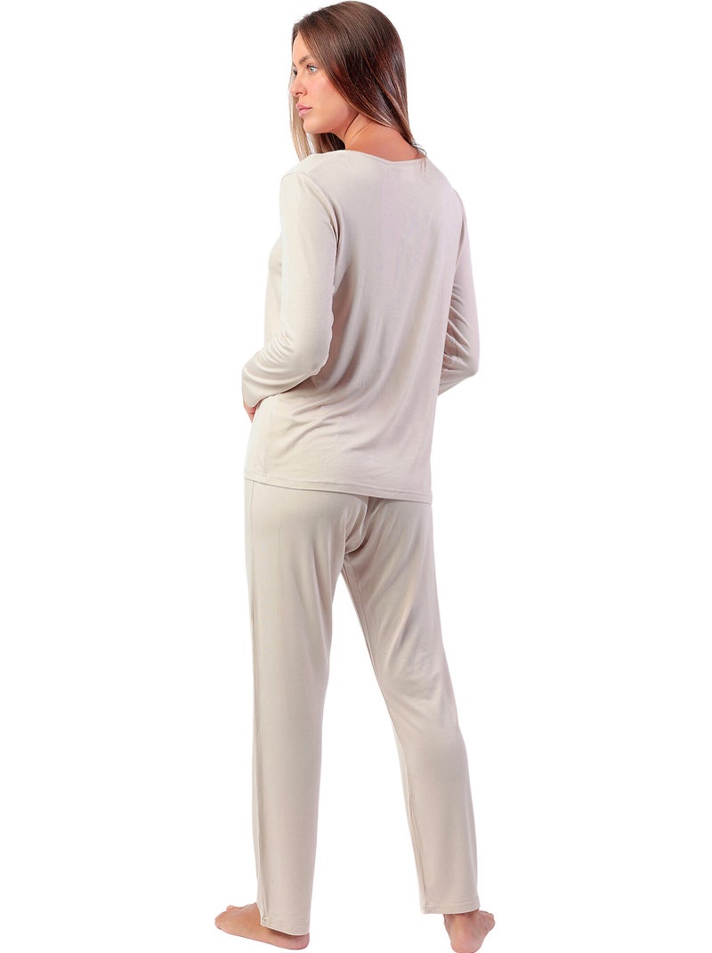 ADMAS LUXURY Pijama Manga Larga Luxury Lisos para Mujer Crudo - Kiabi