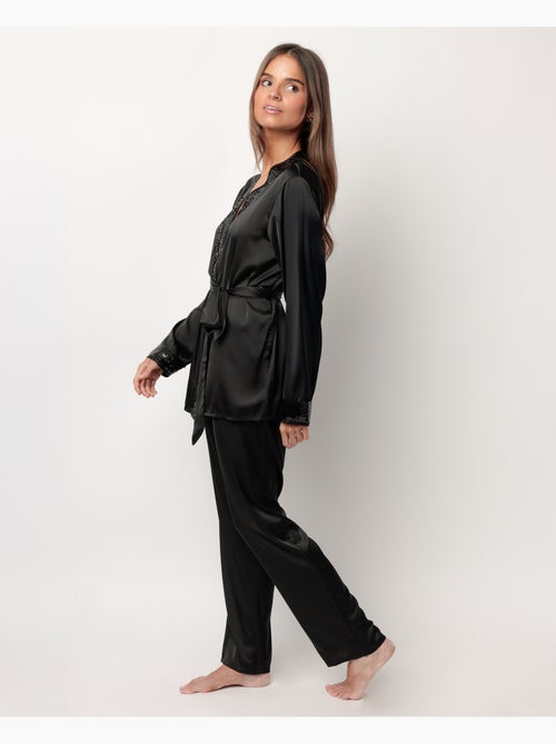 ADMAS LUXURY Pijama Manga Larga Satinado Cruzado Glam Luxe para Mujer - Kiabi ADMAS LUXURY Pijama Manga Larga Satinado Cruzado Glam Luxe para Mujer - Kiabi
