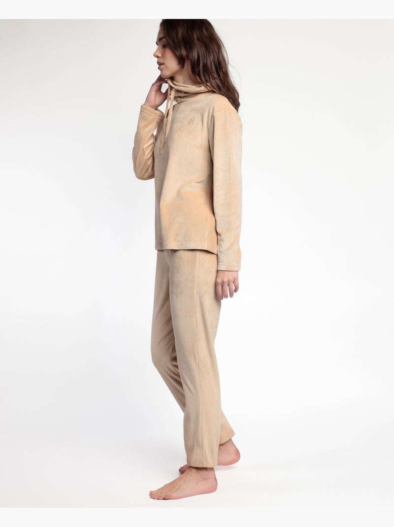 ADMAS LUXURY Pijama Manga Larga Velvet Tracksuit para Mujer Camel - Kiabi