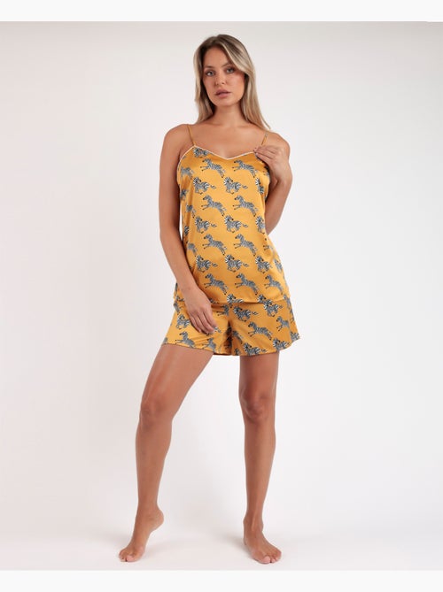 ADMAS LUXURY Pijama Tirantes Zebra Gold para Mujer - Kiabi ADMAS LUXURY Pijama Tirantes Zebra Gold para Mujer - Kiabi