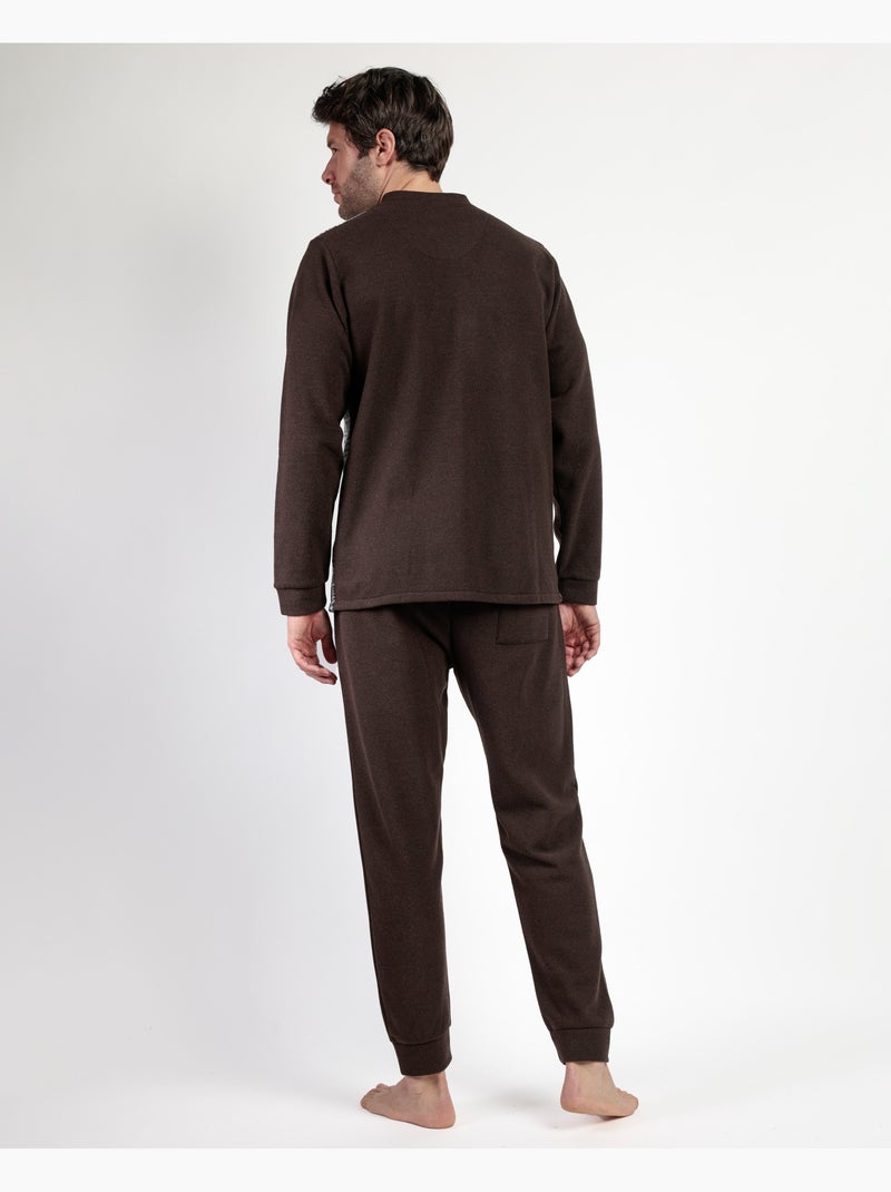ADMAS MAGNIFIC Pijama Manga Larga Abierto Americano para Hombre Marrón - Kiabi
