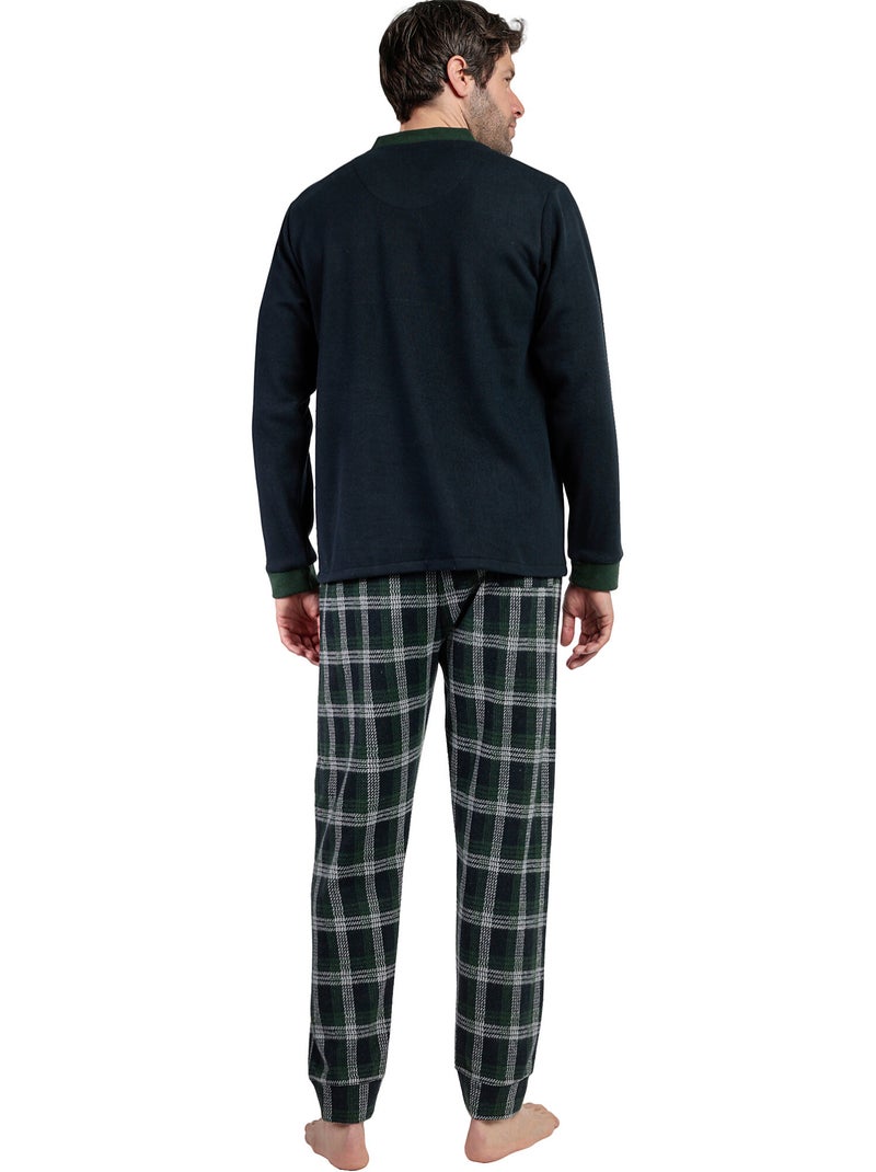 ADMAS MAGNIFIC Pijama Manga Larga Abierto Smeraldo para Hombre Azul marino - Kiabi