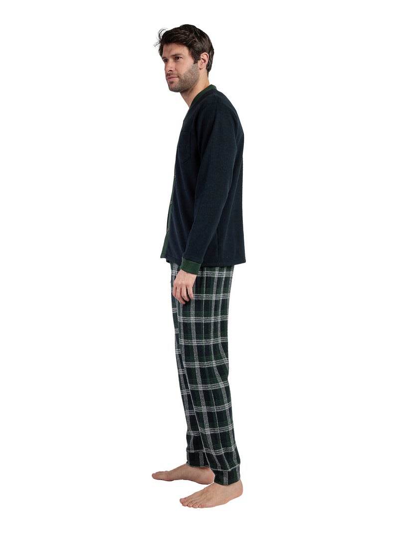 ADMAS MAGNIFIC Pijama Manga Larga Abierto Smeraldo para Hombre Azul marino - Kiabi