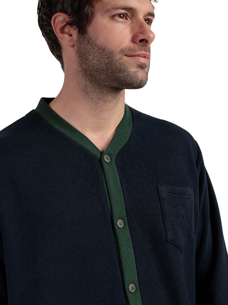 ADMAS MAGNIFIC Pijama Manga Larga Abierto Smeraldo para Hombre Azul marino - Kiabi