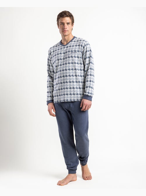 ADMAS MAGNIFIC Pijama Manga Larga Pico Blue Milano para Hombre - Kiabi